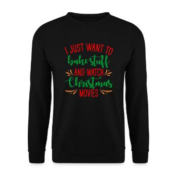 Ich will nur backen und Weihnachtsfilme sehen - Unisex Pullover - Schwarz - Vorne - Alina (178cm) & Michal (187cm)