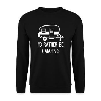 Ich bin lieber auf dem Campingplatz Wandershirt - Unisex Pullover - Schwarz - Vorne - Alina (178cm) & Michal (187cm)