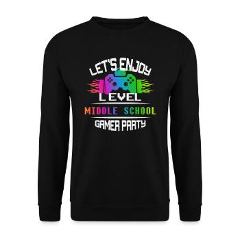 Level MIDDLE SCHOOL keep calm and game on - Unisex Sweatshirt - black - Front - Alina (178cm) & Michal (187cm)