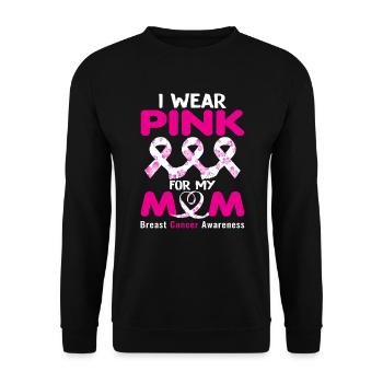 Ich trage rosa für meine Mutter - Unisex Pullover - Schwarz - Vorne - Alina (178cm) & Michal (187cm)