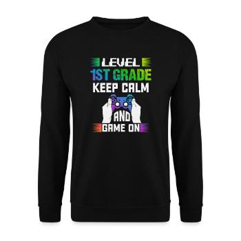 Niveau 1ST GRADE restez calme et jouez - Sweat-shirt Unisexe - noir - Devant - Alina (178cm) & Michal (187cm)