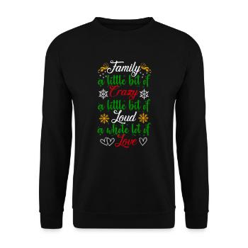 Familie ein bisschen verrückt Ugly Christmas - Unisex Pullover - Schwarz - Vorne - Alina (178cm) & Michal (187cm)