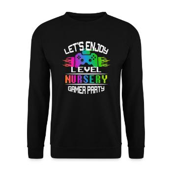 Level NURSERY keep calm and game on - Unisex Sweatshirt - black - Front - Alina (178cm) & Michal (187cm)