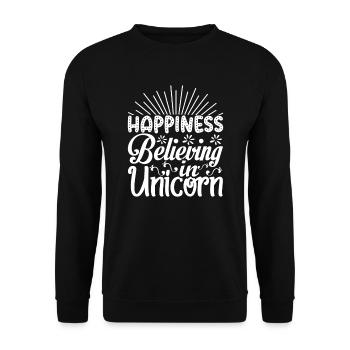 Happiness croit en la licorne licorne - Sweat-shirt Unisexe - noir - Devant - Alina (178cm) & Michal (187cm)