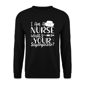 Nurse, what is your superpower? - Unisex Sweatshirt - black - Front - Alina (178cm) & Michal (187cm)
