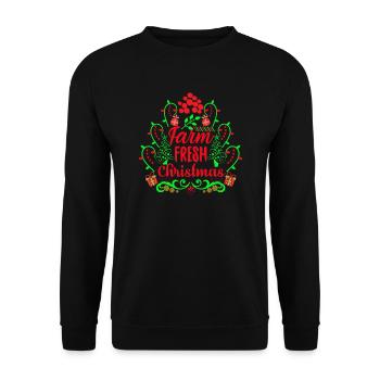 Farm Fresh Weihnachten Ugly Christmas Sweater - Unisex Pullover - Schwarz - Vorne - Alina (178cm) & Michal (187cm)