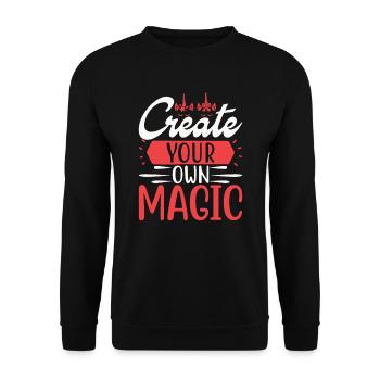 Erschaffe deine eigene Magie Unicorn - Unisex Pullover - Schwarz - Vorne - Alina (178cm) & Michal (187cm)