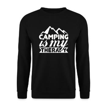 Camping is my therapy - Unisex Sweatshirt - black - Front - Alina (178cm) & Michal (187cm)