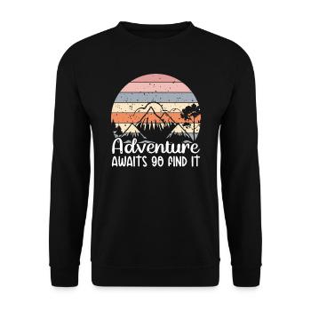 L’aventure vous attend, trouvez-la en randonnée - Sweat-shirt Unisexe - noir - Devant - Alina (178cm) & Michal (187cm)