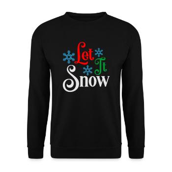 Lass es schneien Ugly Christmas Sweater - Unisex Pullover - Schwarz - Vorne - Alina (178cm) & Michal (187cm)