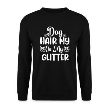 Hundehaar ist mein Glitzer - Unisex Pullover - Schwarz - Vorne - Alina (178cm) & Michal (187cm)