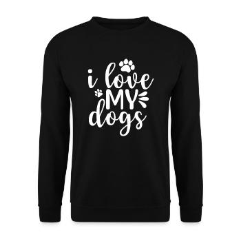 J’AIME MES CHIENS - Sweat-shirt Unisexe - noir - Devant - Alina (178cm) & Michal (187cm)