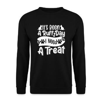 Es war ein anstrengender Tag, brauche ein Leckerli - Unisex Pullover - Schwarz - Vorne - Alina (178cm) & Michal (187cm)