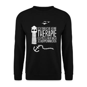 Ich brauche keine Therapie nach SCHIERMONNIKOOG - Unisex Pullover - Schwarz - Vorne - Alina (178cm) & Michal (187cm)