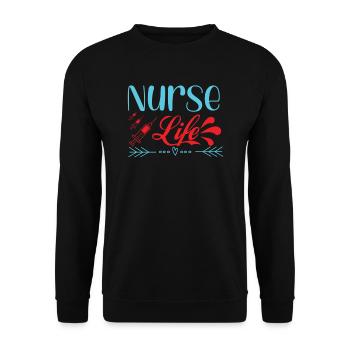 KRANKENSCHWESTER Nurse Life - Unisex Sweatshirt - black - Front - Alina (178cm) & Michal (187cm)