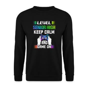 Niveau SENIOR HIGH garder son calme et jouer - Sweat-shirt Unisexe - noir - Devant - Alina (178cm) & Michal (187cm)