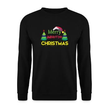 Fröhliche Quarantäne-Weihnachten Ugly Christmas - Unisex Pullover - Schwarz - Vorne - Alina (178cm) & Michal (187cm)