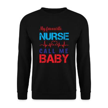 KRANKENSCHWESTER My favourite nurse call me Baby - Unisex Pullover - Schwarz - Vorne - Alina (178cm) & Michal (187cm)
