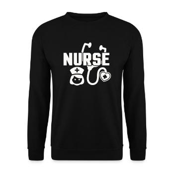 Krankenschwester - Unisex Pullover - Schwarz - Vorne - Alina (178cm) & Michal (187cm)