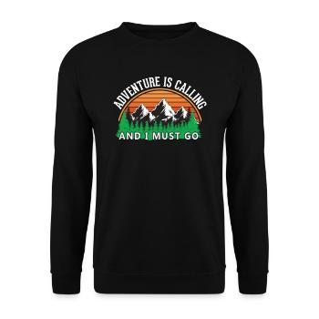 Das Abenteuer ruft Wandershirt - Unisex Pullover - Schwarz - Vorne - Alina (178cm) & Michal (187cm)