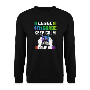 Level 4TH GRADE keep calm and game on - Unisex Sweatshirt - black - Front - Alina (178cm) & Michal (187cm)