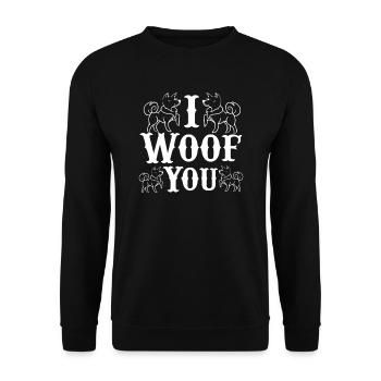 Ich wuff dich - Unisex Pullover - Schwarz - Vorne - Alina (178cm) & Michal (187cm)