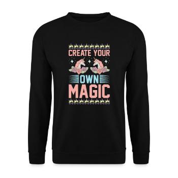 Create your own magic Unicorn - Unisex Sweatshirt - black - Front - Alina (178cm) & Michal (187cm)