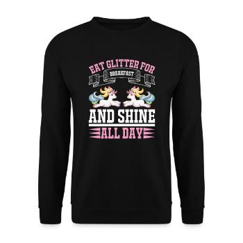 Paillettes pour le petit déjeuner et briller toute la journée - Sweat-shirt Unisexe - noir - Devant - Alina (178cm) & Michal (187cm)