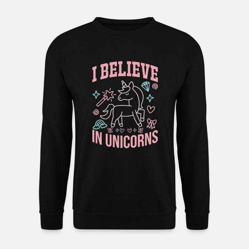 Ich glaube an Einhörner Unicorn - Unisex Pullover - Schwarz