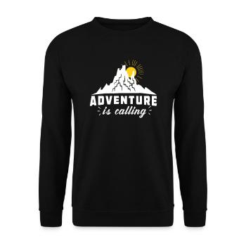 Das Abenteuer ruft - Unisex Pullover - Schwarz - Vorne - Alina (178cm) & Michal (187cm)