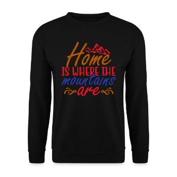 Zuhause ist, wo die Mountais sind Wandershirt - Unisex Pullover - Schwarz - Vorne - Alina (178cm) & Michal (187cm)