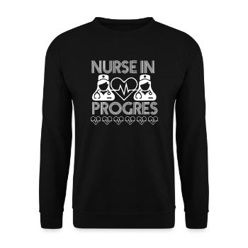 Krankenschwester in Arbeit - Unisex Pullover - Schwarz - Vorne - Alina (178cm) & Michal (187cm)