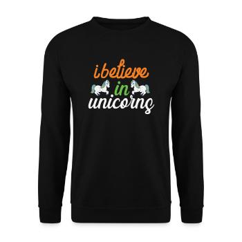Ich glaube an Einhörner Unicorn - Unisex Pullover - Schwarz - Vorne - Alina (178cm) & Michal (187cm)