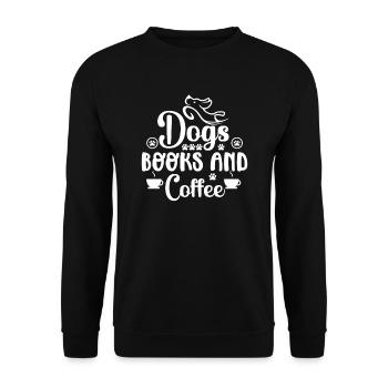 DOGS BOOKS AND COFFEE - Unisex Pullover - Schwarz - Vorne - Alina (178cm) & Michal (187cm)