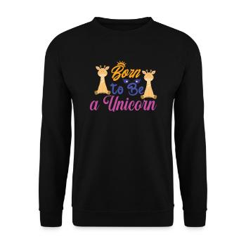 Né pour être une licorne Licorne - Sweat-shirt Unisexe - noir - Devant - Alina (178cm) & Michal (187cm)