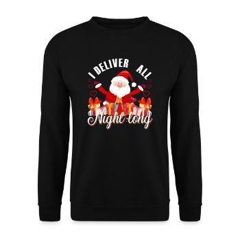 Lustiges Ich liefere die ganze Nacht Christmas - Unisex Pullover - Schwarz - Vorne - Alina (178cm) & Michal (187cm)