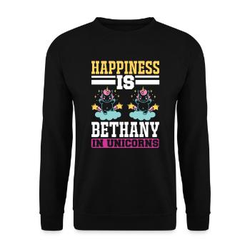 Le bonheur est la croyance en la licorne licorne - Sweat-shirt Unisexe - noir - Devant - Alina (178cm) & Michal (187cm)