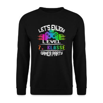 Level 7. KLASSE keep calm and game on - Unisex Pullover - Schwarz - Vorne - Alina (178cm) & Michal (187cm)