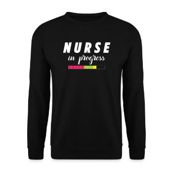 Krankenschwester in Arbeit - Unisex Pullover - Schwarz - Vorne - Alina (178cm) & Michal (187cm)