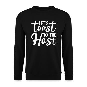 Lasst uns auf den Gastgeber anstoßen - Unisex Pullover - Schwarz - Vorne - Alina (178cm) & Michal (187cm)