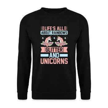 La vie se compose d’arcs-en-ciel et de licorne scintillantes - Sweat-shirt Unisexe - noir - Devant - Alina (178cm) & Michal (187cm)