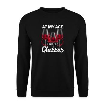 À mon âge, j’ai besoin de lunettes - Sweat-shirt Unisexe - noir - Devant - Alina (178cm) & Michal (187cm)