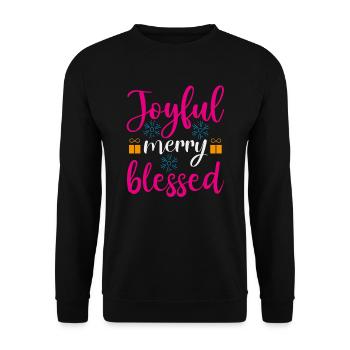 Ugly Christmas Fröhlich, fröhlich, gesegnet - Unisex Sweatshirt - black - Front - Alina (178cm) & Michal (187cm)
