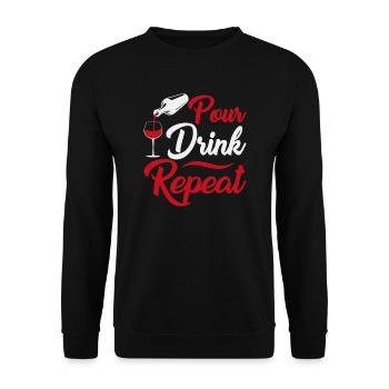 Verser la boisson répéter - Sweat-shirt Unisexe - noir - Devant - Alina (178cm) & Michal (187cm)