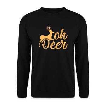 Ugly Christmas Oh Deer Sayings - Unisex Sweatshirt - black - Front - Alina (178cm) & Michal (187cm)