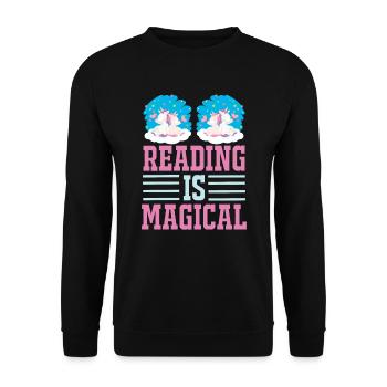 Unicorn Reading Is Magical - Unisex Sweatshirt - black - Front - Alina (178cm) & Michal (187cm)
