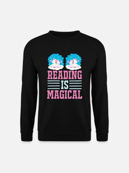 Einhorn Reading Is Magical - Unisex Pullover - Schwarz