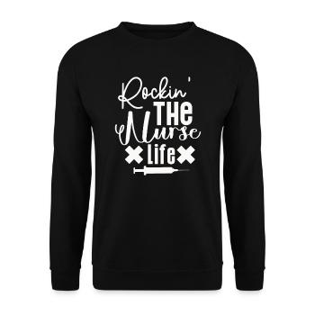 Rockin The Nurse Life - Unisex Pullover - Schwarz - Vorne - Alina (178cm) & Michal (187cm)