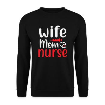 Wife Mom Nurse - Unisex Sweatshirt - black - Front - Alina (178cm) & Michal (187cm)