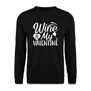 Le vin est ma Saint-Valentin - Sweat-shirt Unisexe - noir - Devant - Alina (178cm) & Michal (187cm)